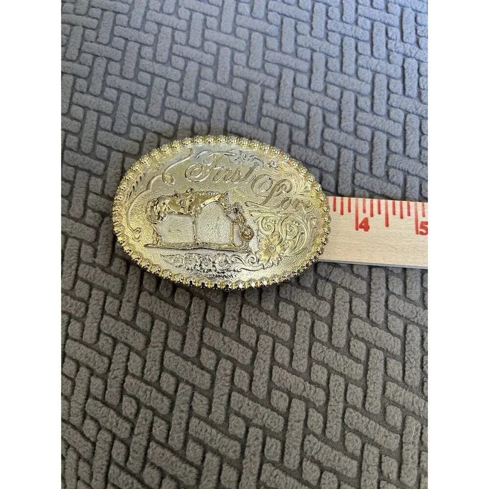 Montana Silversmiths First Love Girl & Horse Vintage Belt Buckle Cowgirl Western